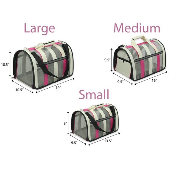 Pet Carrier, Pink Stripe - Picture 2 of 5